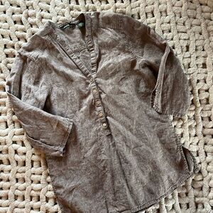 Eddie Bauer Taupe Linen Top